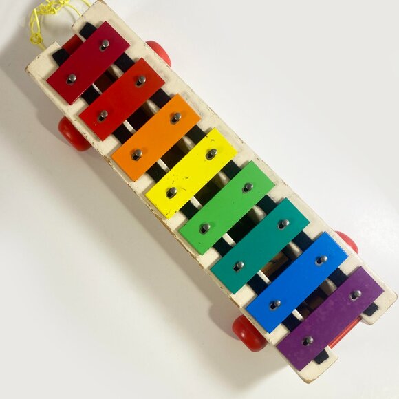 Vtg 1964 Fisher Price Pull A Tune Xylophone Musical Pull Toy Working No Mallet - Picture 2 of 7